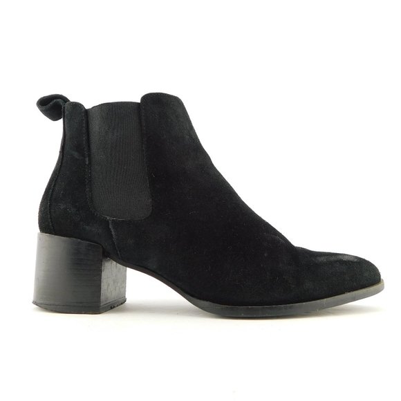 EVERLANE Black Suede Leather Block Heel Chelsea Ankle Boots 7 - Picture 2 of 9